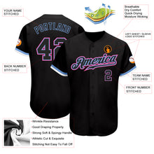 Charger l&#39;image dans la galerie, Custom Black Black Light Blue Pink-White Authentic Baseball Jersey
