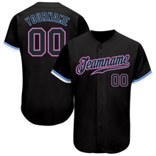 Charger l&#39;image dans la galerie, Custom Black Black Light Blue Pink-White Authentic Baseball Jersey
