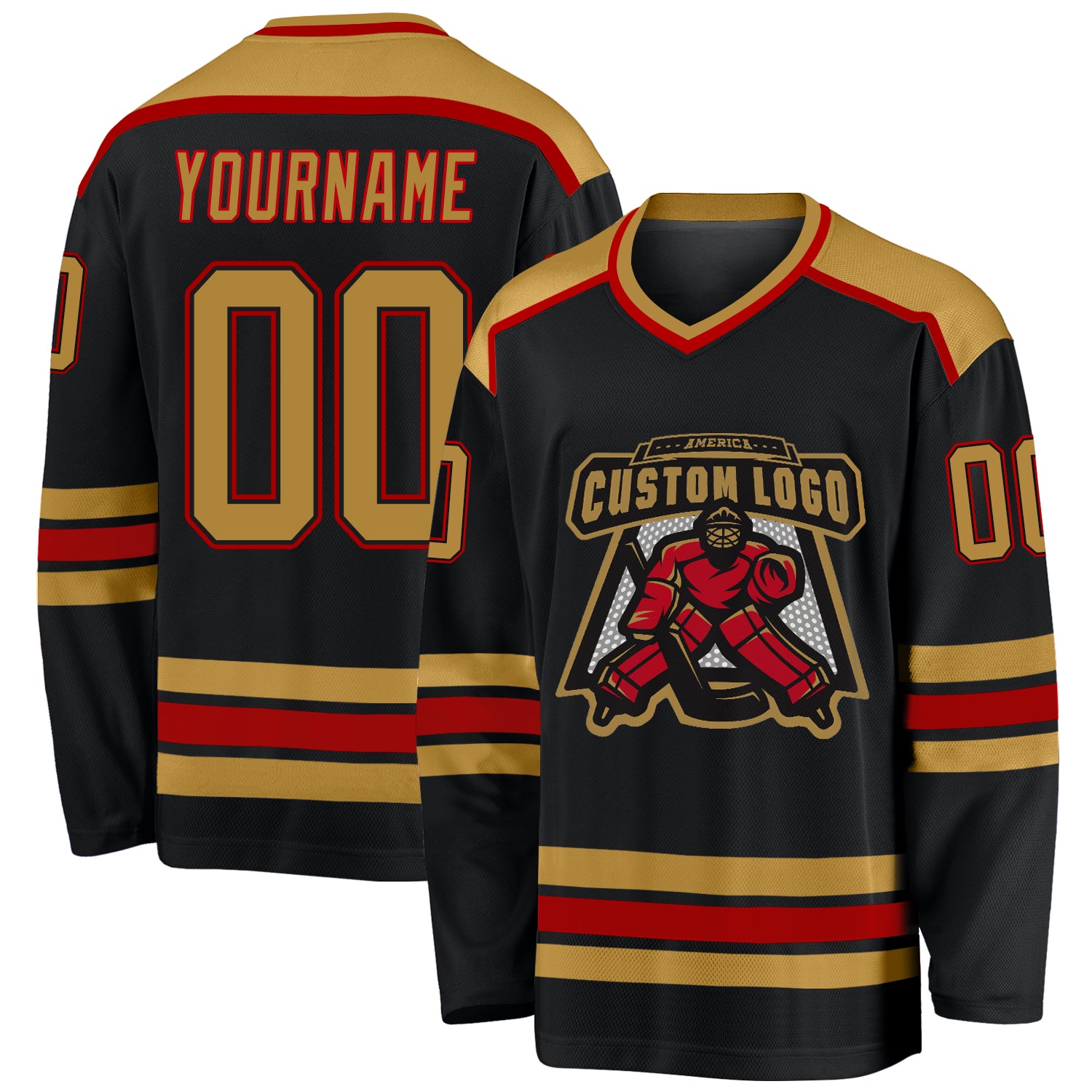 Cheap Custom Old Gold Red-Black Hockey Jersey Free Shipping –  CustomJerseysPro