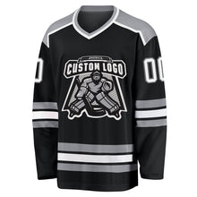 Laden Sie das Bild in den Galerie-Viewer, Custom Black White-Gray Hockey Jersey
