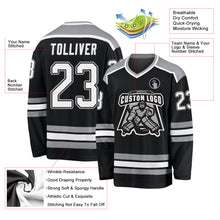 Laden Sie das Bild in den Galerie-Viewer, Custom Black White-Gray Hockey Jersey
