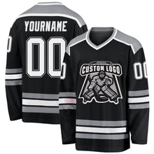 Laden Sie das Bild in den Galerie-Viewer, Custom Black White-Gray Hockey Jersey
