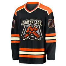 Laden Sie das Bild in den Galerie-Viewer, Custom Black Black Orange-Cream Hockey Jersey
