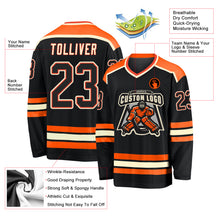 Laden Sie das Bild in den Galerie-Viewer, Custom Black Black Orange-Cream Hockey Jersey
