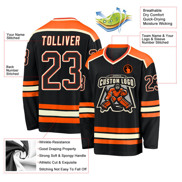 Cheap Custom Black Black-Orange Hockey Jersey Free Shipping –  CustomJerseysPro