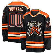 Laden Sie das Bild in den Galerie-Viewer, Custom Black Black Orange-Cream Hockey Jersey
