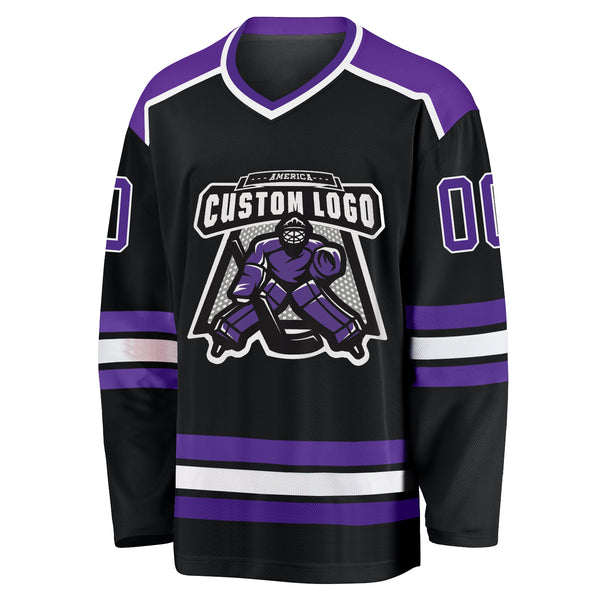 Cheap Custom Purple Black-White Hockey Jersey Free Shipping –  CustomJerseysPro