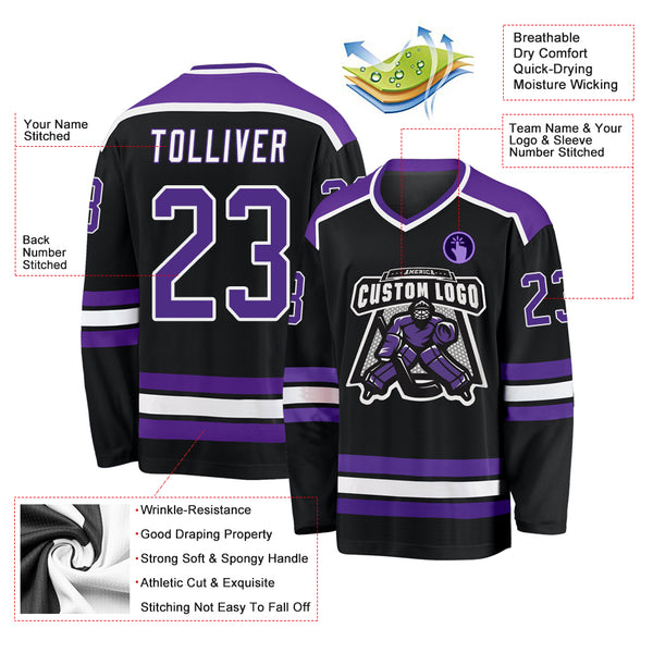 Cheap Custom Purple Black-White Hockey Jersey Free Shipping –  CustomJerseysPro