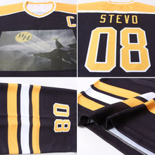 Laden Sie das Bild in den Galerie-Viewer, Custom Black Gold-White Hockey Jersey
