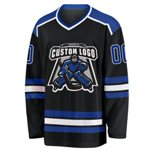 Load image into Gallery viewer, Custom Black Royal-White Hockey Jersey
