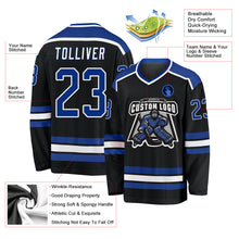 Load image into Gallery viewer, Custom Black Royal-White Hockey Jersey
