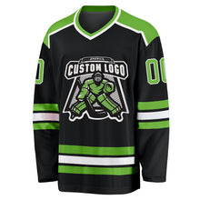 Load image into Gallery viewer, Custom Black Neon Green-White Hockey Jersey
