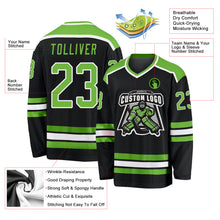 Load image into Gallery viewer, Custom Black Neon Green-White Hockey Jersey
