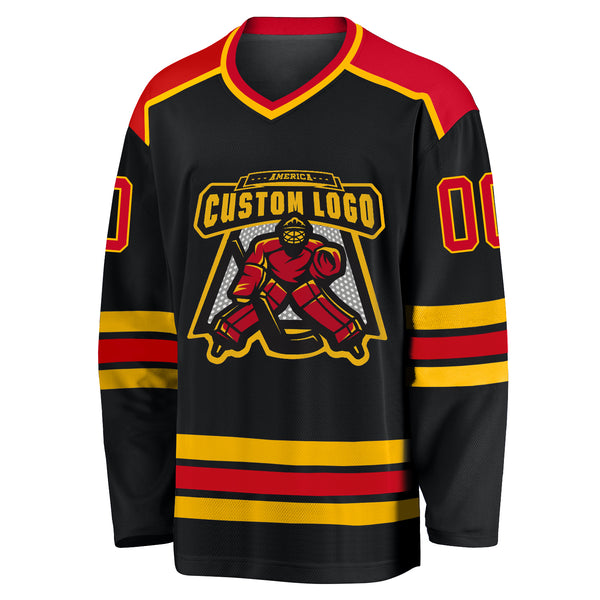 Cheap Custom Black Red-Gold Hockey Jersey Free Shipping – CustomJerseysPro