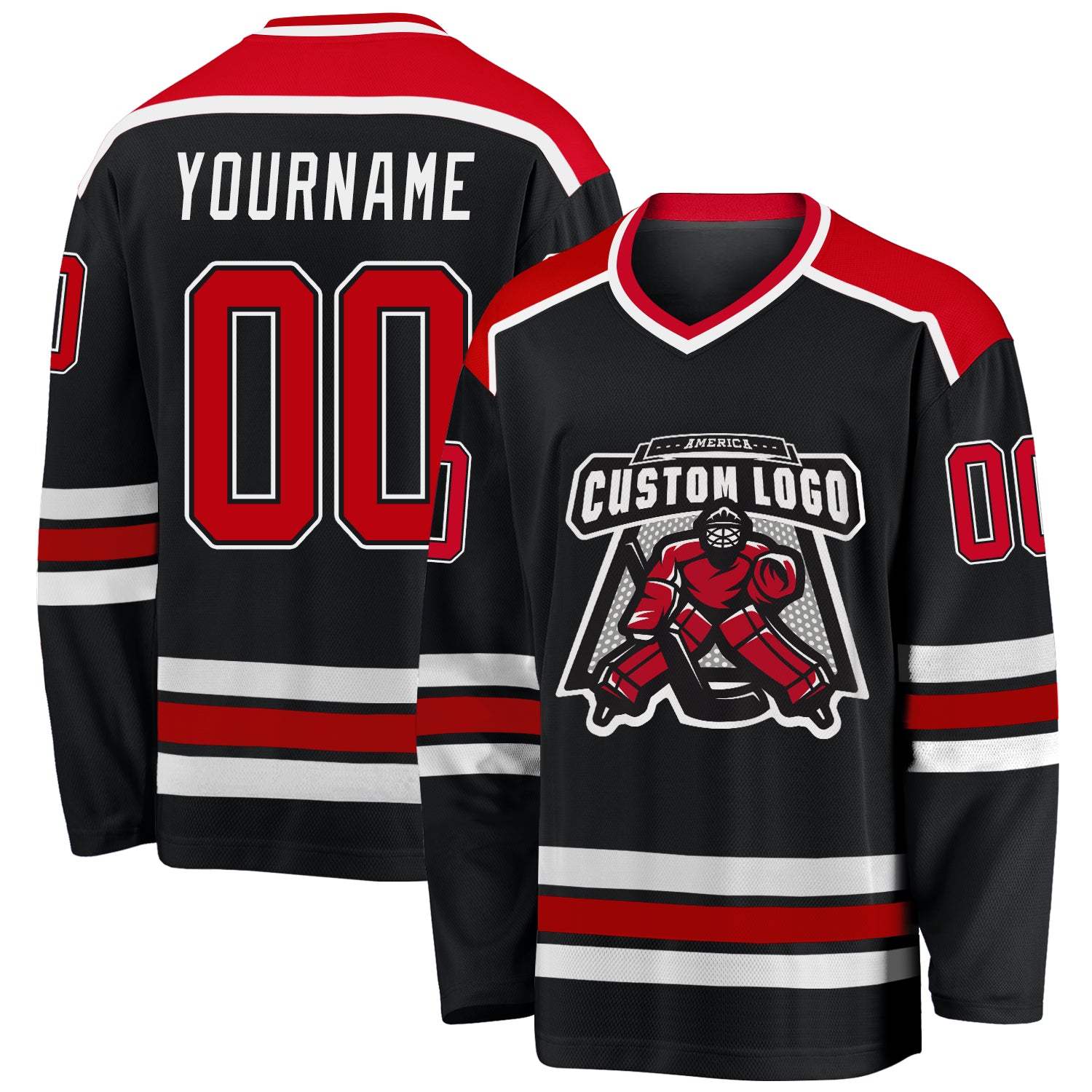 Cheap Custom Black Red-White Hockey Jersey Free Shipping – CustomJerseysPro