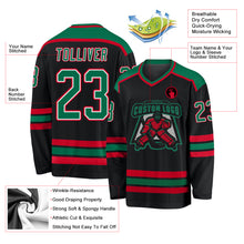 Charger l&#39;image dans la galerie, Custom Black Kelly Green White-Red Hockey Jersey
