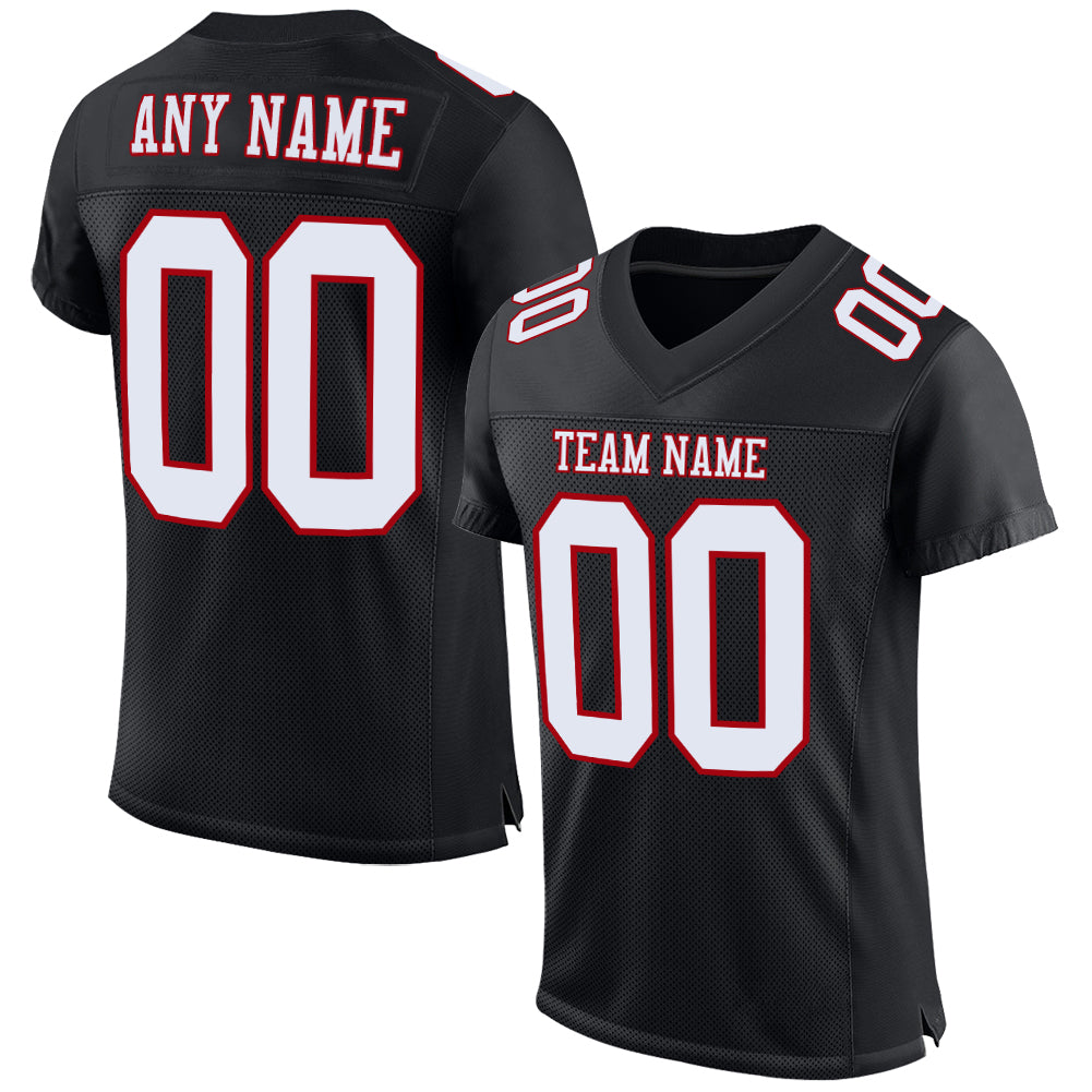 Custom Black Red-White Authentic Football Jersey Youth Size:S