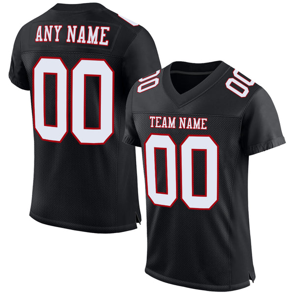 Cheap Custom Black White-Red Mesh Authentic Football Jersey Free