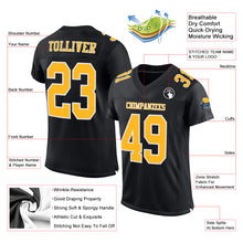 Laden Sie das Bild in den Galerie-Viewer, Custom Black Gold-White Mesh Authentic Football Jersey
