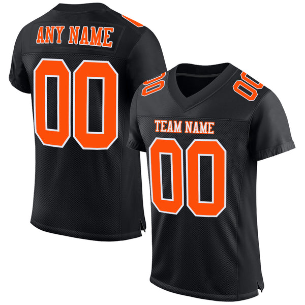 Custom Black Black-Orange Mesh Authentic Football Jersey Discount