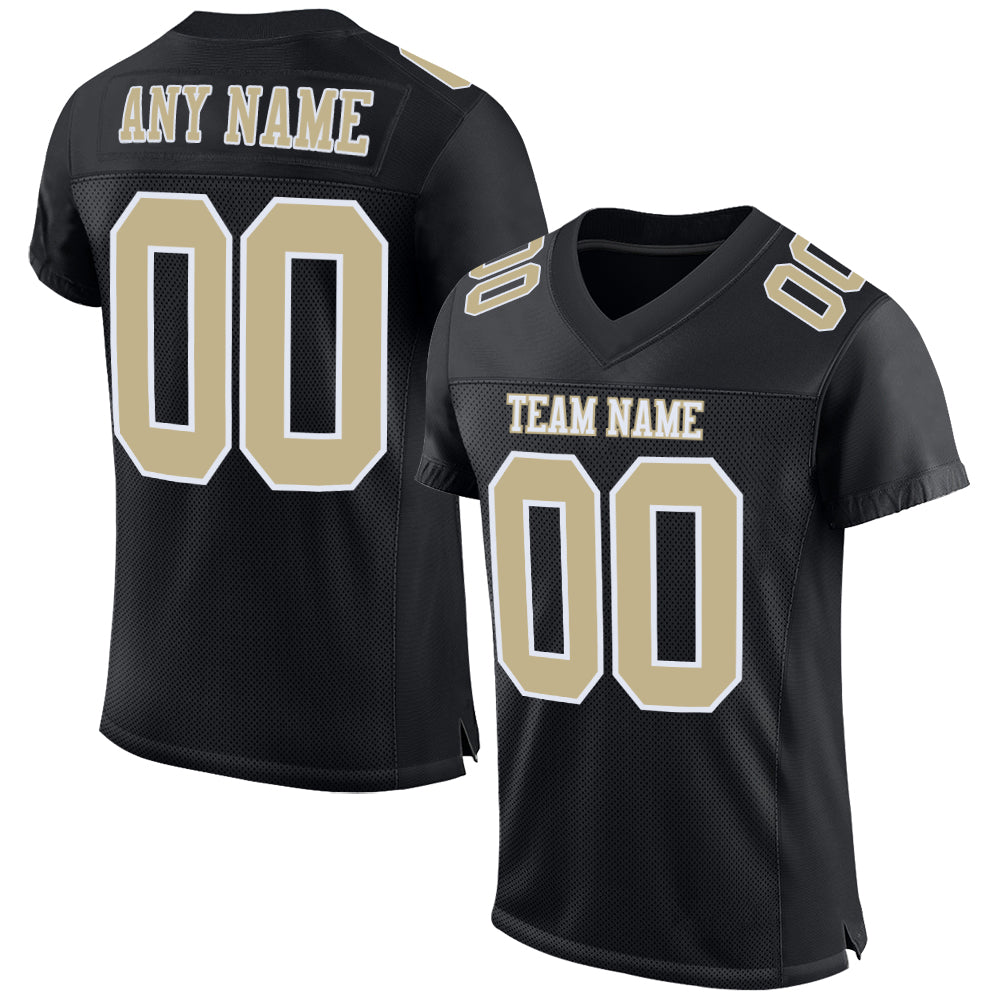 Custom Black Vegas Gold-White Mesh Authentic Football Jersey