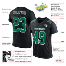 Laden Sie das Bild in den Galerie-Viewer, Custom Black Kelly Green-White Mesh Authentic Football Jersey
