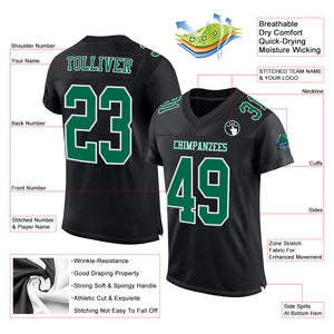 Custom Black Kelly Green-White Mesh Authentic Football Jersey