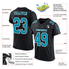 Load image into Gallery viewer, Custom Black Teal-White Mesh Authentic Football Jersey
