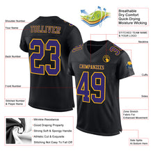 Laden Sie das Bild in den Galerie-Viewer, Custom Black Purple-Gold Mesh Authentic Football Jersey
