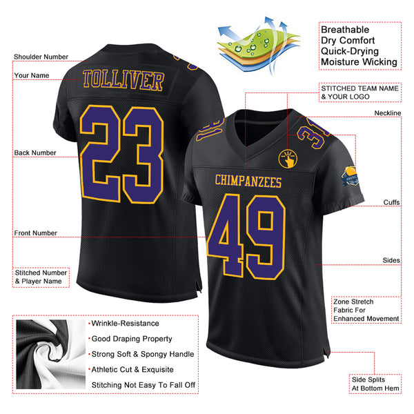  Custom Purple and Gold Fan Jersey Choice of Economical