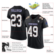 Laden Sie das Bild in den Galerie-Viewer, Custom Black White Old Gold-Purple Mesh Authentic Football Jersey
