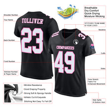 Laden Sie das Bild in den Galerie-Viewer, Custom Black White-Pink Mesh Authentic Football Jersey
