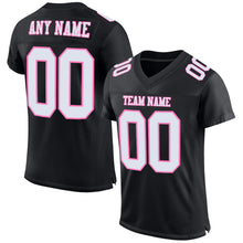 Laden Sie das Bild in den Galerie-Viewer, Custom Black White-Pink Mesh Authentic Football Jersey
