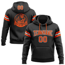 Load image into Gallery viewer, Custom Stitched Black Orange-White Football Pullover Sweatshirt Hoodie
