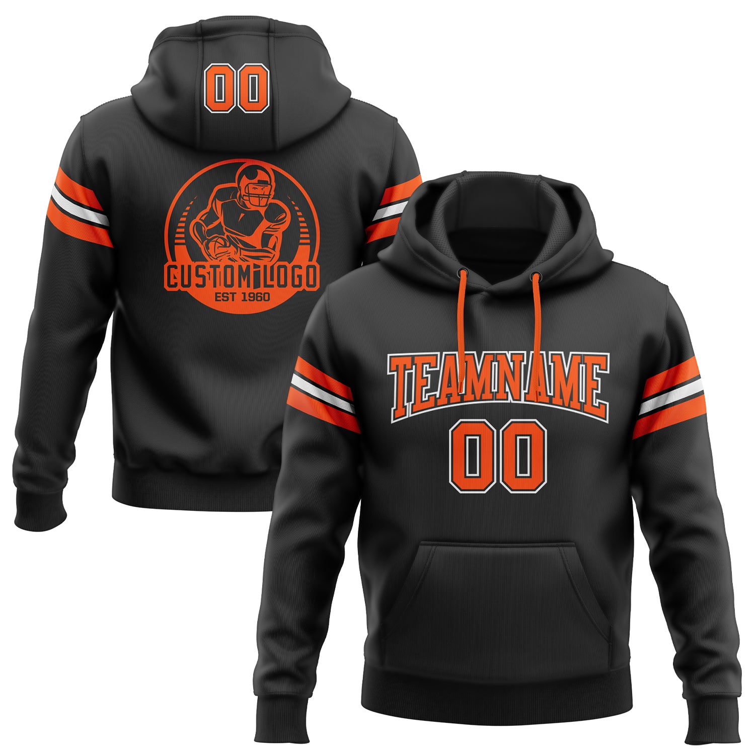 Cheap Custom Stitched Black Orange-White Football Pullover Sweatshirt Hoodie  Free Shipping – CustomJerseysPro