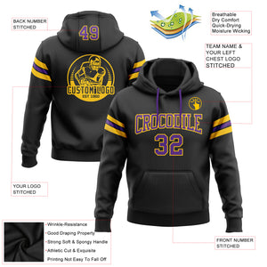 Custom Stitched Black Purple-Gold Football Pullover Sweatshirt Hoodie