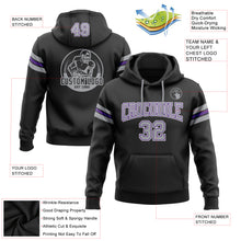 Load image into Gallery viewer, Custom Stitched Black Gray-Purple Football Pullover Sweatshirt Hoodie
