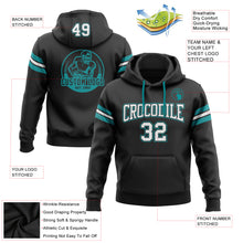 Загрузить изображение в средство просмотра галереи, Custom Stitched Black White-Aqua Football Pullover Sweatshirt Hoodie
