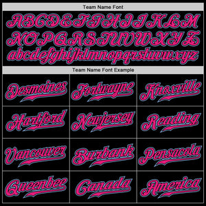 Custom Black Light Blue Pinstripe Hot Pink-Light Blue Authentic Baseball Jersey