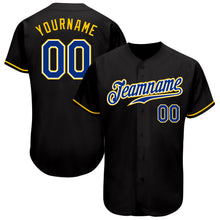 Charger l&#39;image dans la galerie, Custom Black Royal-Gold Authentic Baseball Jersey
