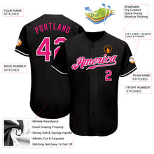 Load image into Gallery viewer, Custom Black Hot Pink-White Authentic Baseball Jersey
