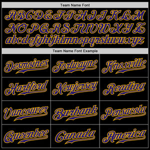 Custom Black Dark Purple-Gold Authentic Baseball Jersey