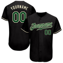 Load image into Gallery viewer, Custom Black Green-Cream Authentic Baseball Jersey
