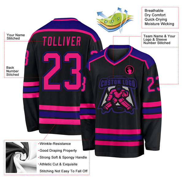 Cheap Custom Purple Black-White Hockey Jersey Free Shipping –  CustomJerseysPro