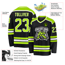 Laden Sie das Bild in den Galerie-Viewer, Custom Black Neon Green-White Hockey Jersey
