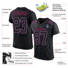 Загрузить изображение в средство просмотра галереи, Custom Black Black Powder Blue-Hot Pink Mesh Authentic Football Jersey
