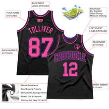 Загрузить изображение в средство просмотра галереи, Custom Black Pink-Purple Authentic Throwback Basketball Jersey
