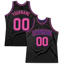 Загрузить изображение в средство просмотра галереи, Custom Black Pink-Purple Authentic Throwback Basketball Jersey
