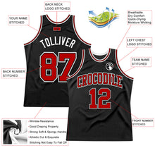 Load image into Gallery viewer, Custom Black Red-White Authentic Throwback Basketball Jersey
