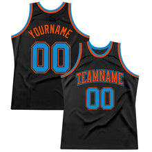 Load image into Gallery viewer, Custom Black Blue-Orange Authentic Throwback Basketball Jersey
